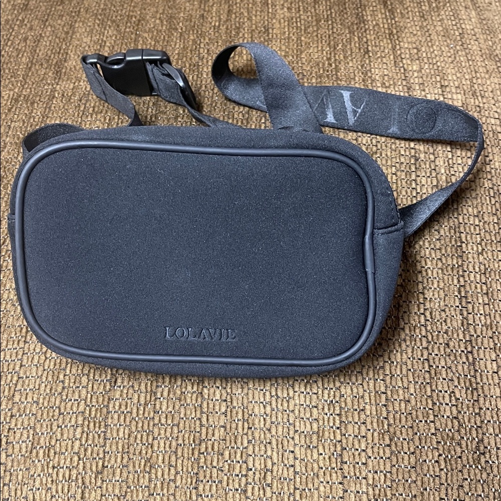 Lolavie Black Belt Bag Zippered Fanny Pack